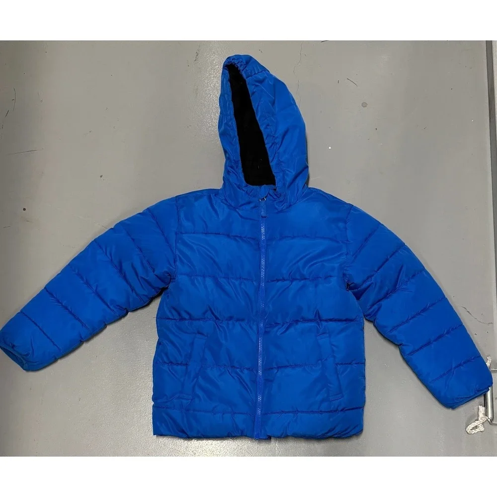 SwissTech Kids Blue Hooded Puffer Jacket Fleece Lined Size M‎ 8 SW33100078181B